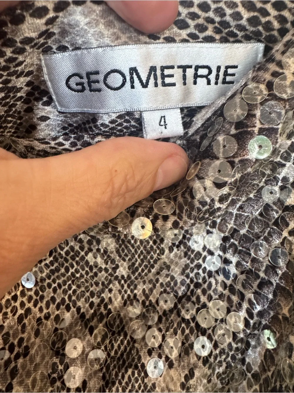 Sequin Snake-Print Mini Skirt - Taupe